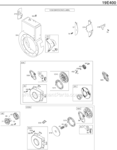 Page E Diagram and Parts List for 19E400 0069-1168 Briggs and Stratton Engine